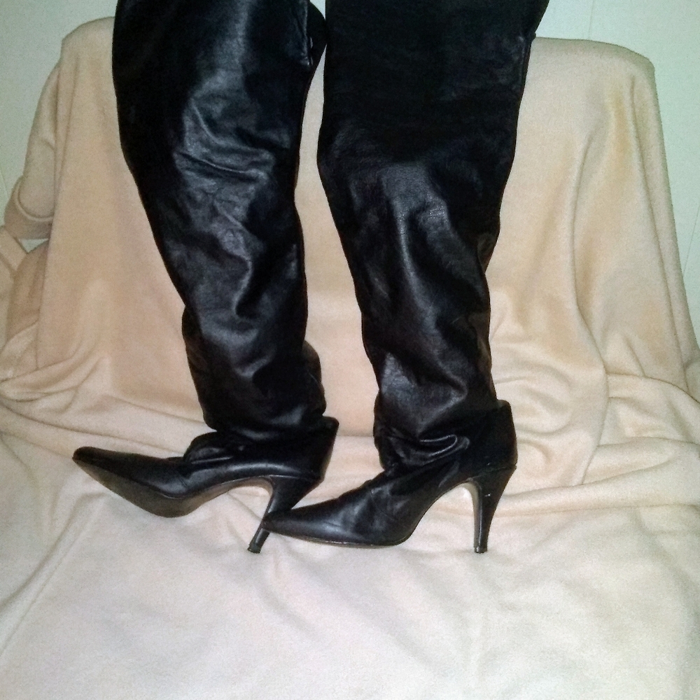 Women's All Genuine Leather Thigh High Heel Boots